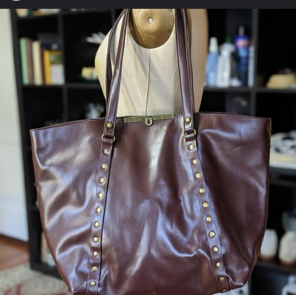 Braciano Vintage Faux Leather Large Shoulder Bag Stud NEW